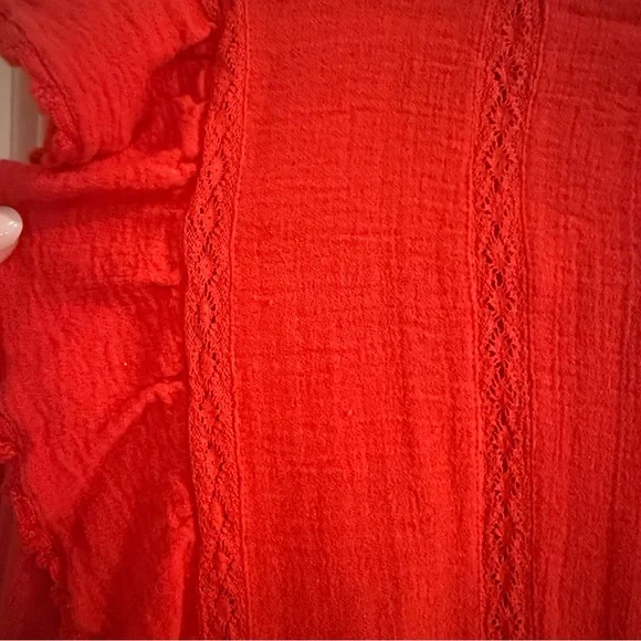 Free People Amy Red Floral Embroidered Cottagecore Top - Picture 10 of 11